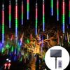 Solar LED Meteor Shower Lights: Colorful Outdoor String Lights for Christmas and Festivals.