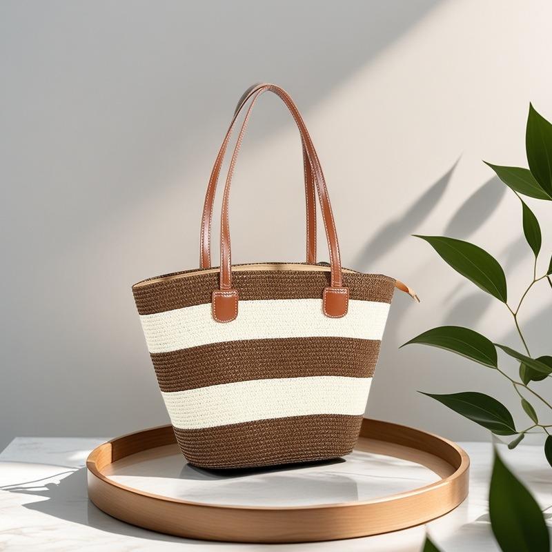 Strohtasche Damen Sommerwind neu Strand Meerseite Outdoor Urlaub Großraum Schultertasche
