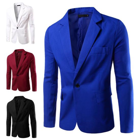 Herreblazer Enkeltknapp Nedbrettskrage Formell Plussstørrelse Dressjakke for Arbeid