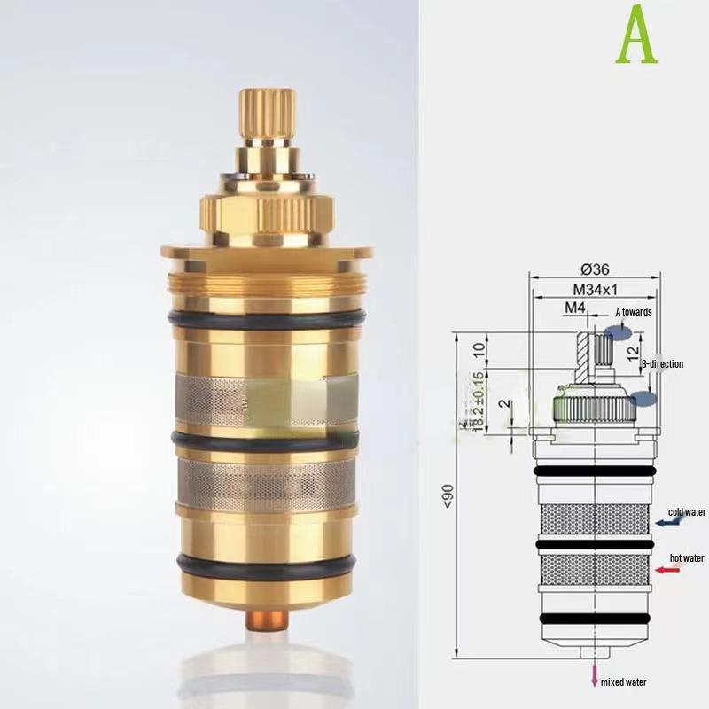 Cartuș termostatic pentru duș din cupru integral pentru reglare rapidă cald/rece
