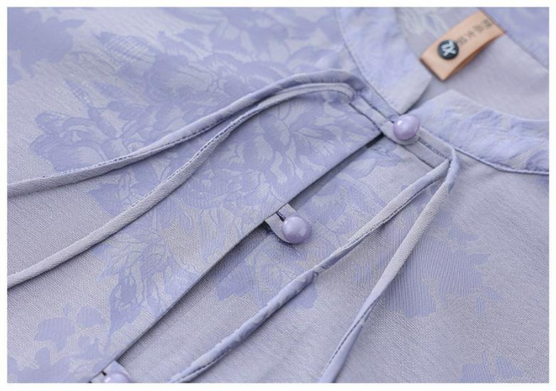 Elegant 2026 Summer Print Top for Middle-Aged & Elderly Women - Chinese Style