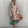 Middellange effen kleur lange mouw trend dames hoodie herfst winter sweatshirt met zakken