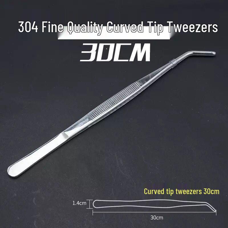 304 Stainless Steel Multifunctional Tweezers: Thickened Straight & Round Head, Bent Tip, Ideal for Aquatic Plants and Succulents.