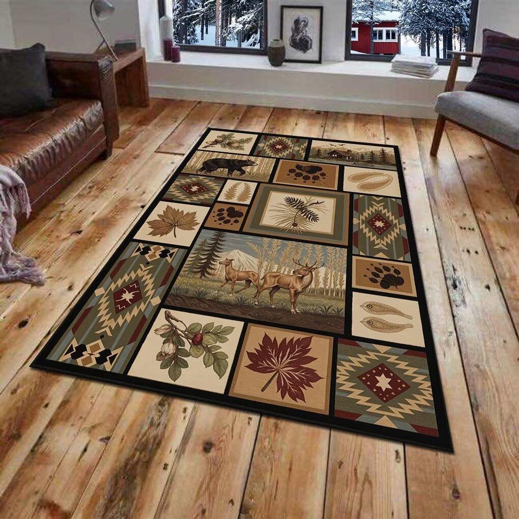 American Retro Style Carpet Ethnic Style Living Room Decorative Rug Hallway Bedroom Bedside Balcony Anti-slip Mat Multiple Sizes