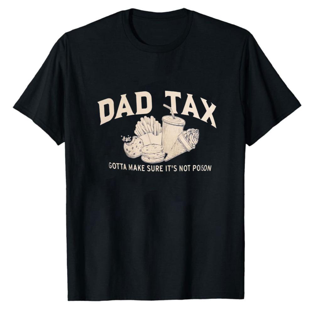 Funny Shirt Autumn Dad Tax Letter Graphic Unisex TShirt Vintage Snack Food Print Short Sleeve Tops Funny Father Day Gift for Dad