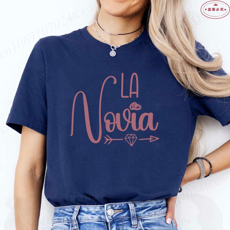 Mode Spansk Team Bride Squad T-shirt Möhippa Bröllop Y2k Toppar Kvinna Möhippa T-shirts Kortärmade Skjortor