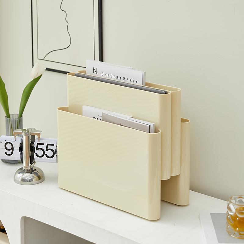 Nordic Storage Holder Stand Magazine Rack ABS Plastic PC Clear Vintage Four Pockets for Living Room