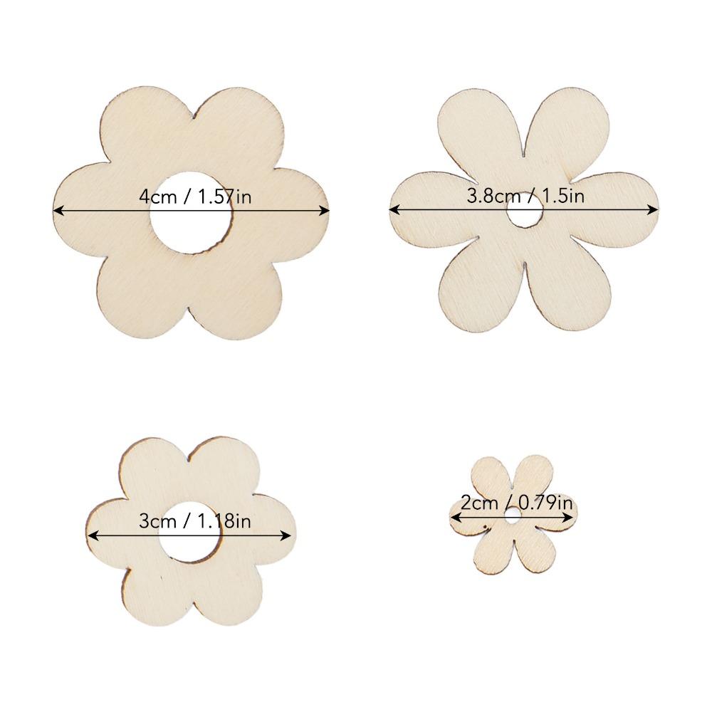 300Pcs Plum Blossom Shape Flower Wooden Embellishments Floral Wood Ornaments  For DIY Projects