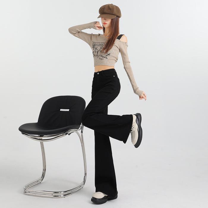 YKK Women s Black Stretchy High-Waisted Slimming Micro-Flare Jeans with Fleece Lining - Spring/Autumn 2026 Bestseller Medium