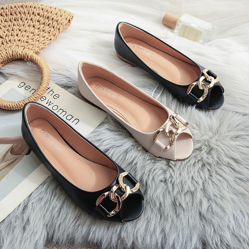 U Yixinda flat-bottomed Doudou shoes women's new fish mouth single shoes wear ladyshoes with one pedal