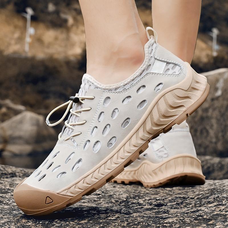 38-46 Summer Men's Large Handcrafted Mesh Breathable Hole Shoes Outdoor Casual Running Shoes Hiking Shoes