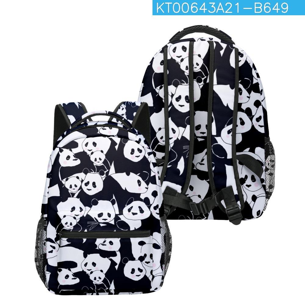 Hip Hop Kpop Jugendliche Schultaschen Unisex Niedliche Panda-Reisetaschen 3D-Druck Oxford Wasserdicht Notizbuch Schulrucksäcke