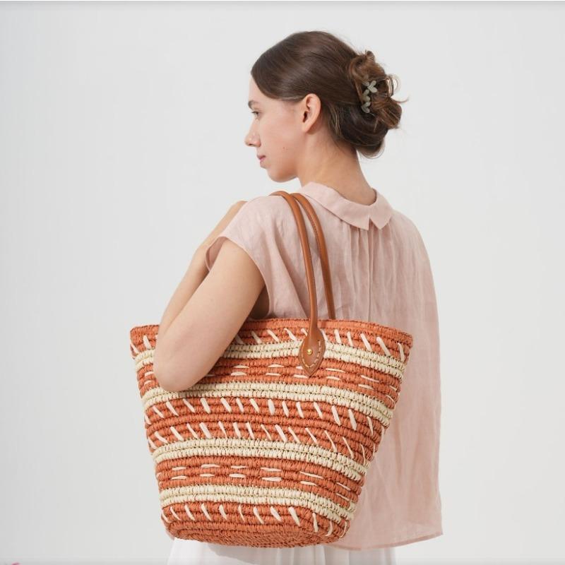 New Shoulder Straw Bag Bag Bag Large Capacity Tote Bag Women's Handwoven Bag Holiday Beach Bag