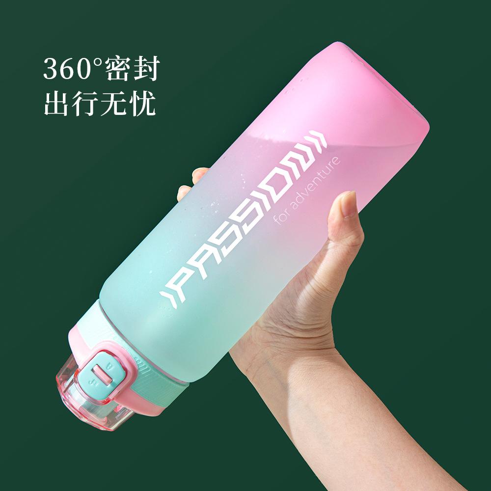 Water bottle high value matte gradual change color plastic cup outdoor large capacity sports water cup flip straw fitness water cup wholesale