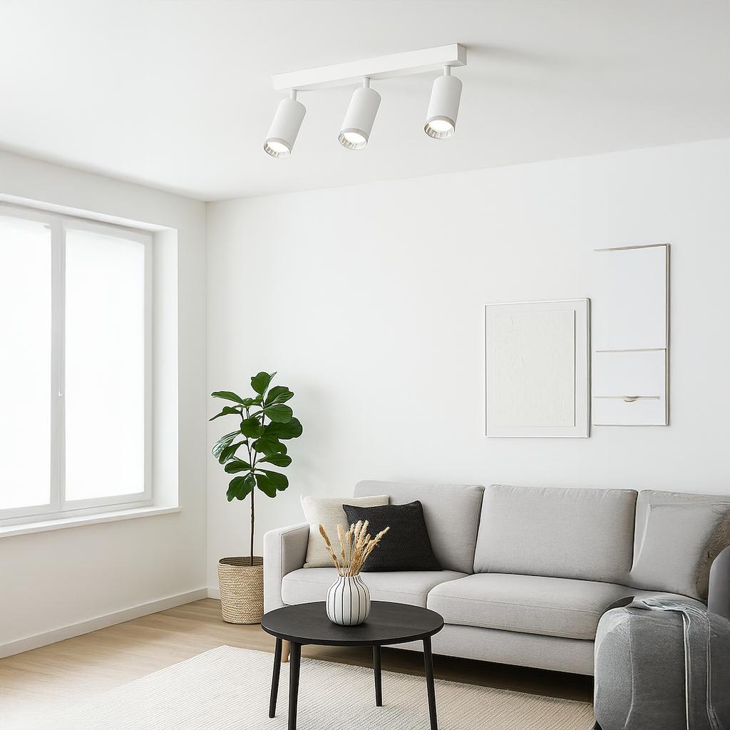 Lampa Sufitowa Nowoczesna Biała Listwa Ruchome Reflektorki Elementy Chrom 3Xgu10 10W Mica Milagro