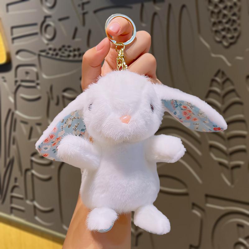 Long-eared Floral Rabbit Plush Toys, Cartoon Cute Little Rabbit Figurines, Small Pendants, Backpack Decorations, Keychains