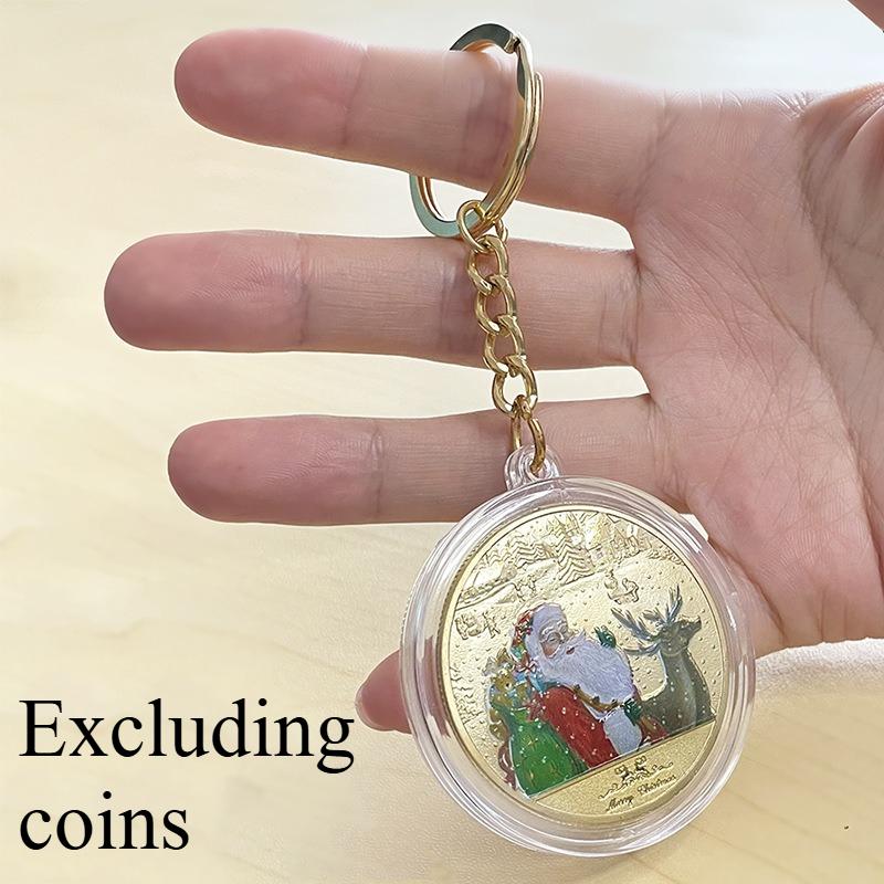 Christmas backpack decoration, commemorative coins, antique silver coins, Santa Claus, Christmas Eve, gifts, gold coins, silver coins, keychains