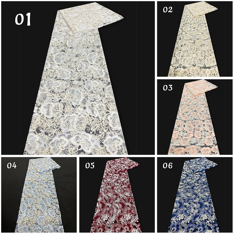 1 Yards Luxury Flower Embroidery Fabric High Quality Tulle Lace Designer Fabric For Diy Sewing Wedding Party Dress Decor