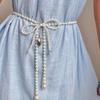 Sweetheart Pearl Bow Tassel Waist Belt Accessory