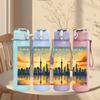 1PC Shanghai City Skyline Poster 750ml Color Plastic Sports Water Bottle Leakproof Flip Straw Lid Suitable for Sports Office Home Use
