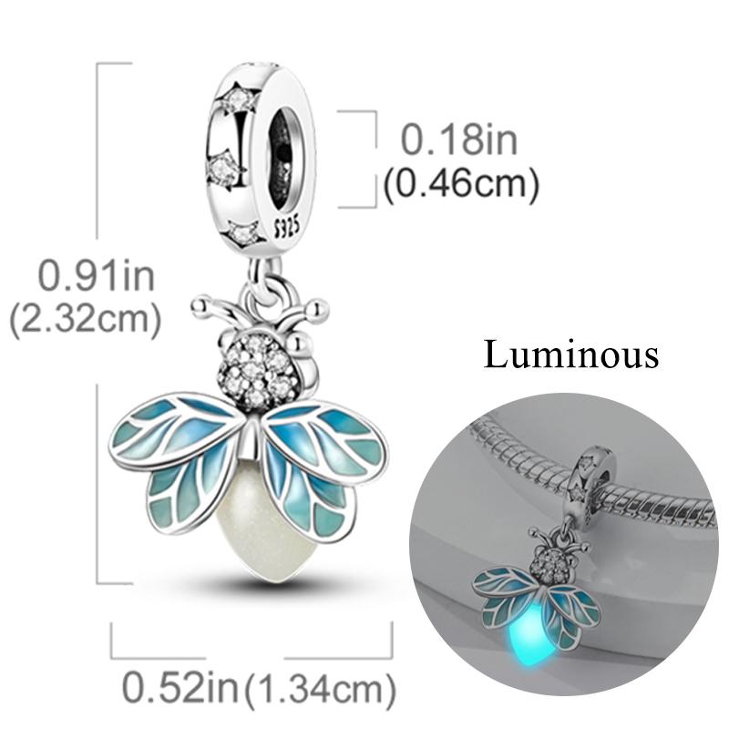 New Copper Charm Bead Charms Fireflies Stars Glowing Luminous Charm Bead Charms for Authentic Pendant Bracelets Do It Yourself Jewellery Gift