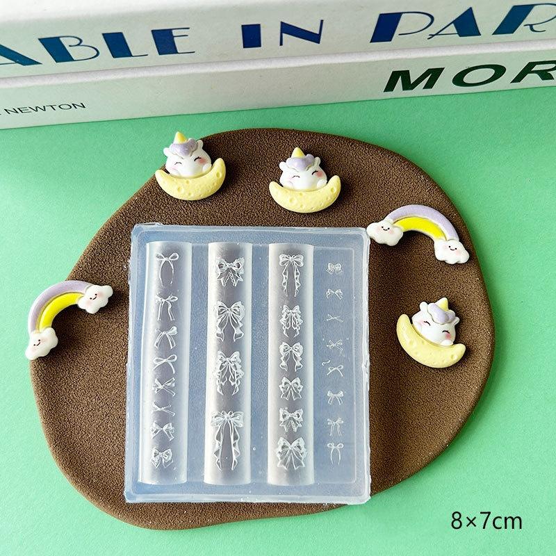 Sweet Bowknot 3D Silicone Nail Mold Heart Nails Templates Diy Nail Art Decoration Stamping Plates Manicure Design Tools