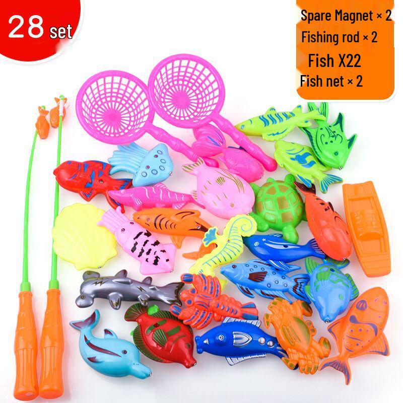 Huierle Magnetic Fishing Toy Set for Children - Bath and Play Fish Game