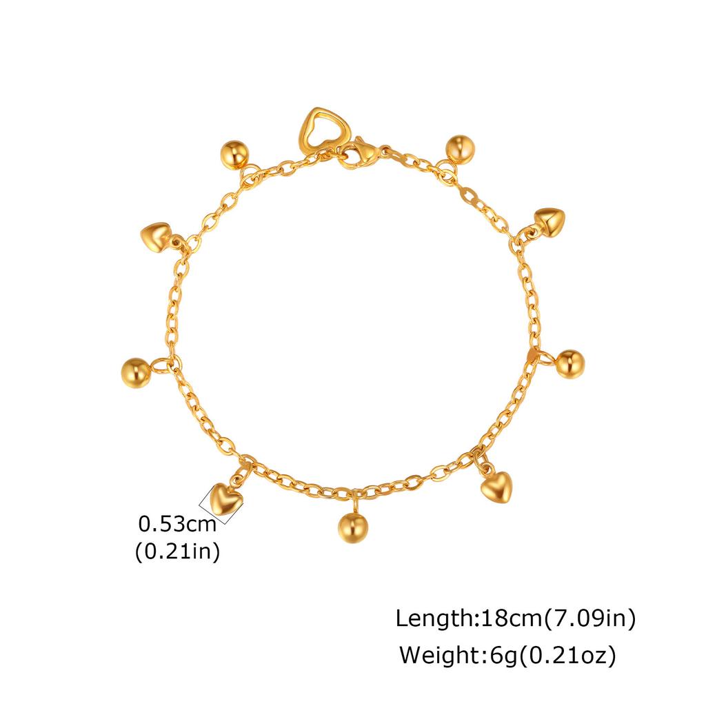 Wind Stainless Steel Ball Heart Bracelet Gold, Women'S Versatile Jewelry Br-2737