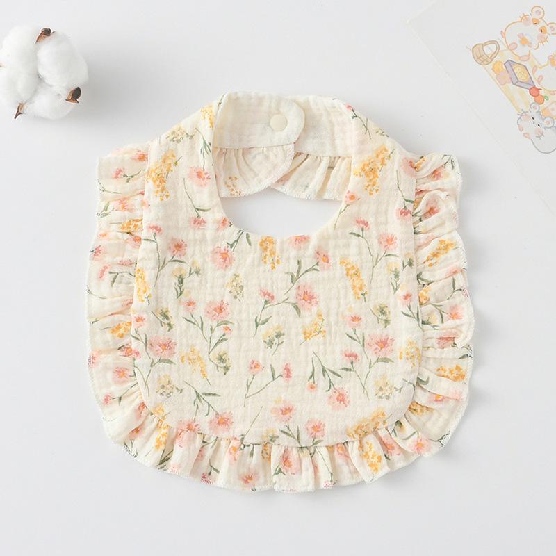 

Premium Pure Cotton Ruffle Lace Baby Drool Bibs - Absorbent Class A Gauze