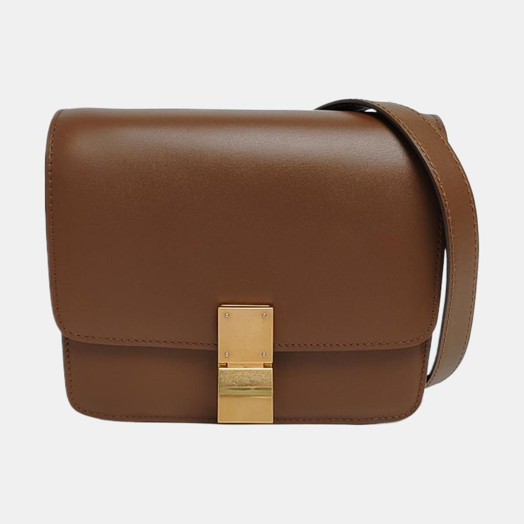 [Pre-Owned] Classic Box Polished Gold Buckle Leather Tofu Bag - Very Good #1GRTSZC