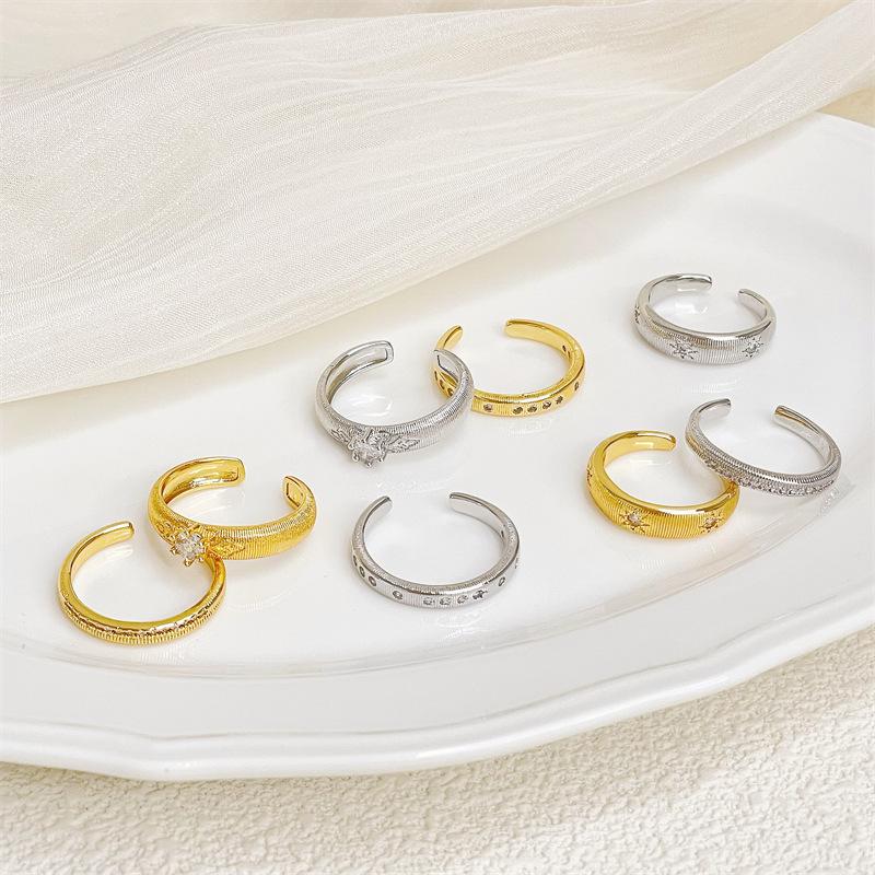 Medieval Brushed Retro Open Ring Niche Design Sense Light Luxury High Sense Fashion Simple Court Style Ring Female