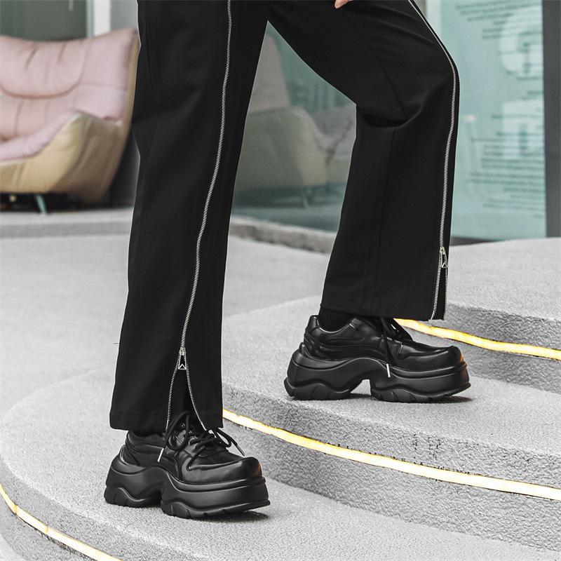 Platform Dad Shoes Ins Heightening Casual Versatile Big Head Derby Shoes Black Muffin Bread Shoes 54458-J