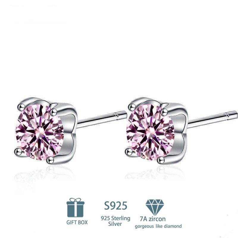 Tancise Klassische 925 Sterling Silber Rosa Gelb 7A Zirkon Ohrringe Tropfenohrringe für Frauen Hochzeit Party Geschenke