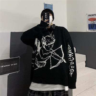 Sweaters Women Streetwear Knitted Sweater Pullover Angel Jacquard Fashion Hip Hop Spring Autumn Harajuku Loose Outwear Jumper