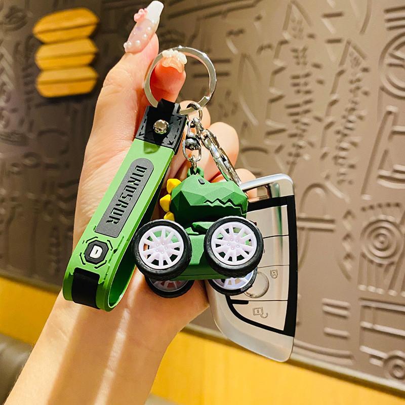 Unique Cutout Dinosaur Off-road Car Keychain For Bags And Keys