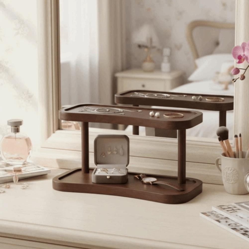 Wooden Desktop Storage Rack Minimalist Strong Load-bearing Cup Storage Rack Solid Wood Vintage Rack Desktop Decor