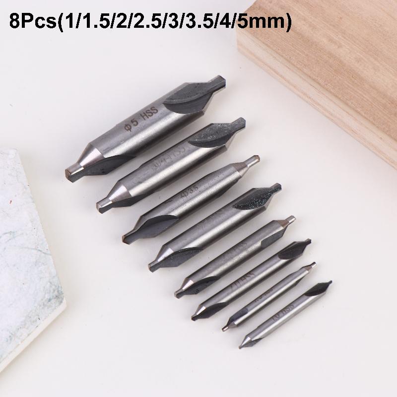1 Set 1/1.5/2/2.5/3/4/5 Center Drill Bits Set,60-Degree Angle Center Drill Bits Kit Countersink Tools For Lathe Metalworking