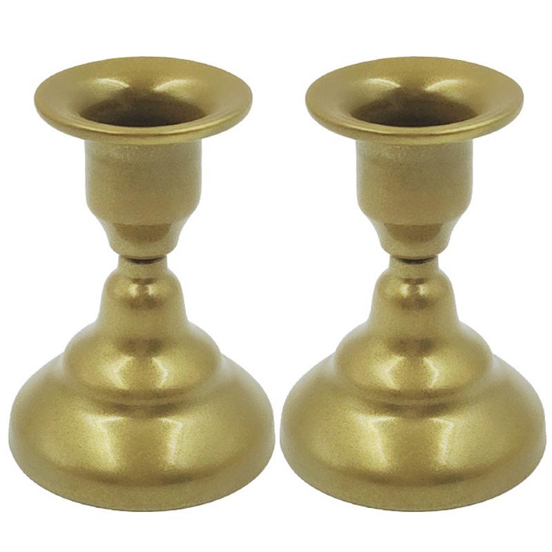2x Iron Candles Stick Holder Candle Stand Simple Candle Holder for Pillar