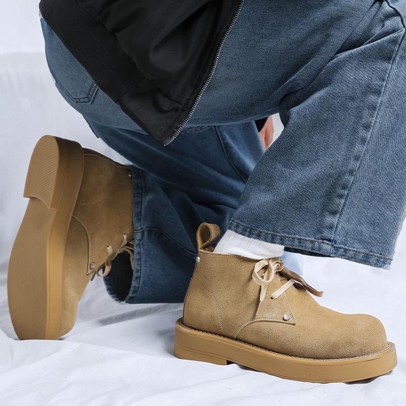 Fashion Autumn and winter men's shoes High quality genuine leather with minimalist styleThick soled youth Business Office Party shoes
