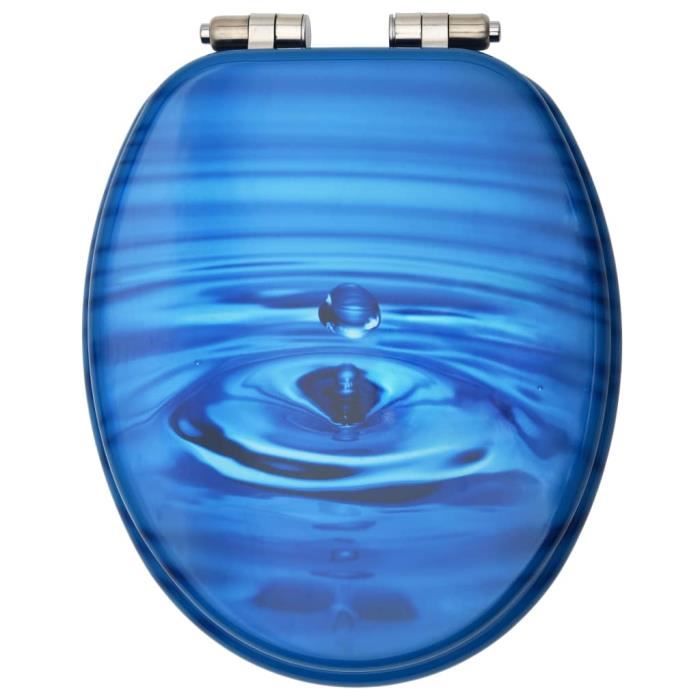 VidaXL WC Seat Cover Soft Close MDF Blue Water Drops