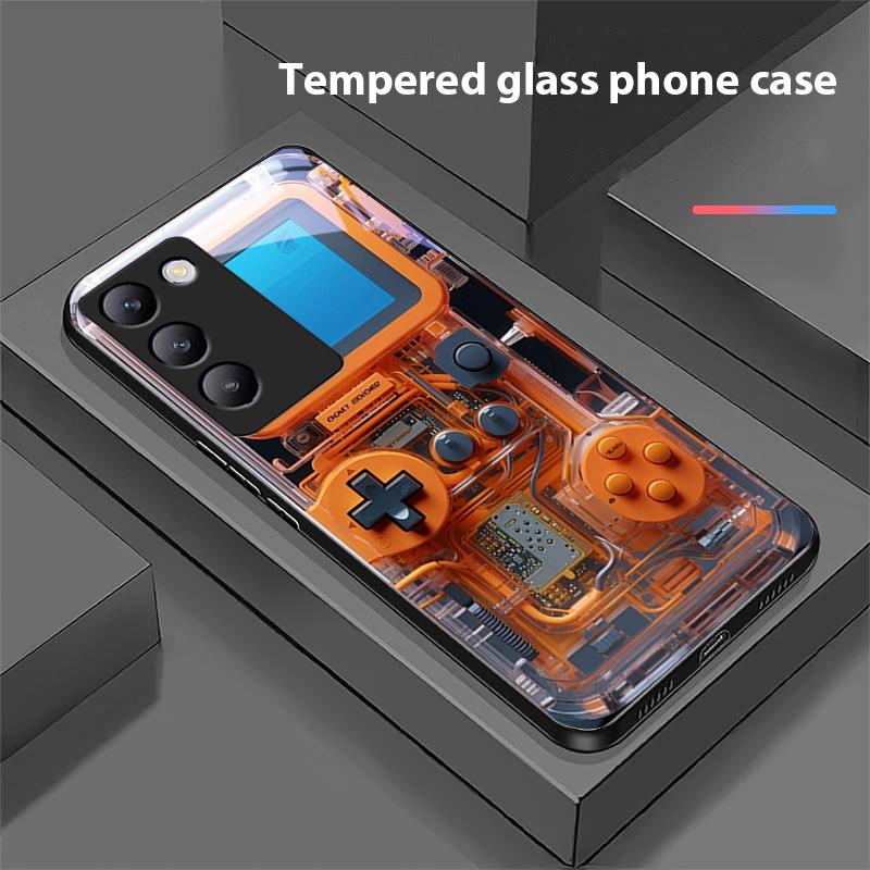 Barevný stroj pro Y72 33S 11 03 36 96 Lite 35 16 Iqoo 12 V40 SE 5G 29 40 21 30 X80 Pro Vivo Tvrzené sklo Kryt na telefon Černý