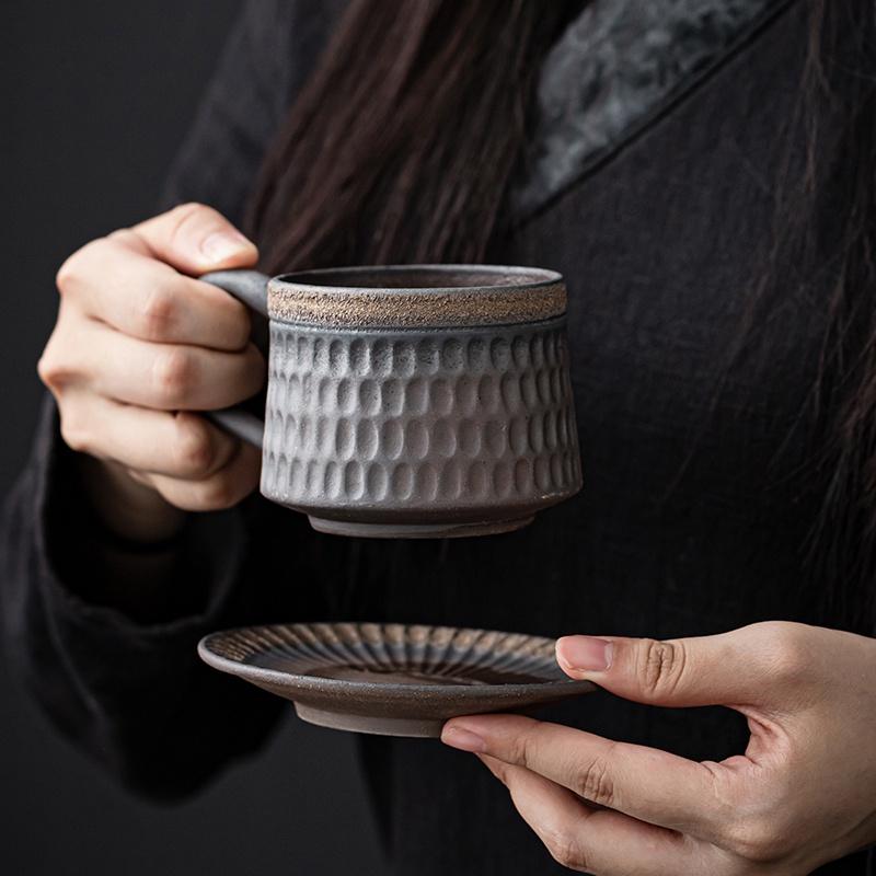 250ml Coarse Pottery Gilded Coffee Cup Japanese Retro Creative Tea Cup