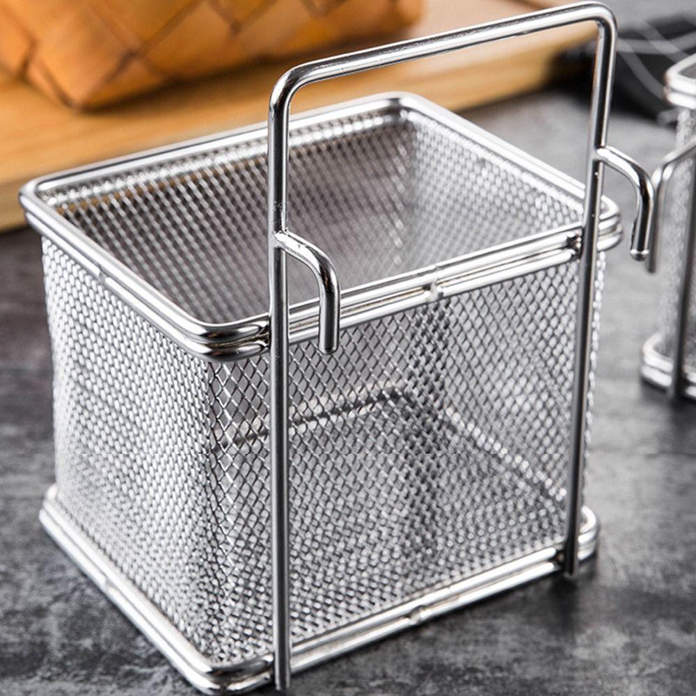 with Hook&Handle Deep Frying Basket Silver Hotpot Strainer Mesh Hangable Colander Kitchen