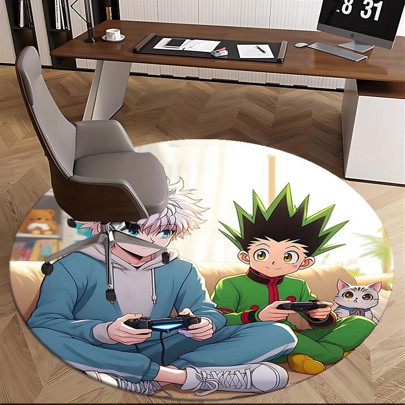 1pc Anime Cartoon Design Round Carpet  Office Chair Mat, NonSlip Rug for Home Decor, Living Room
