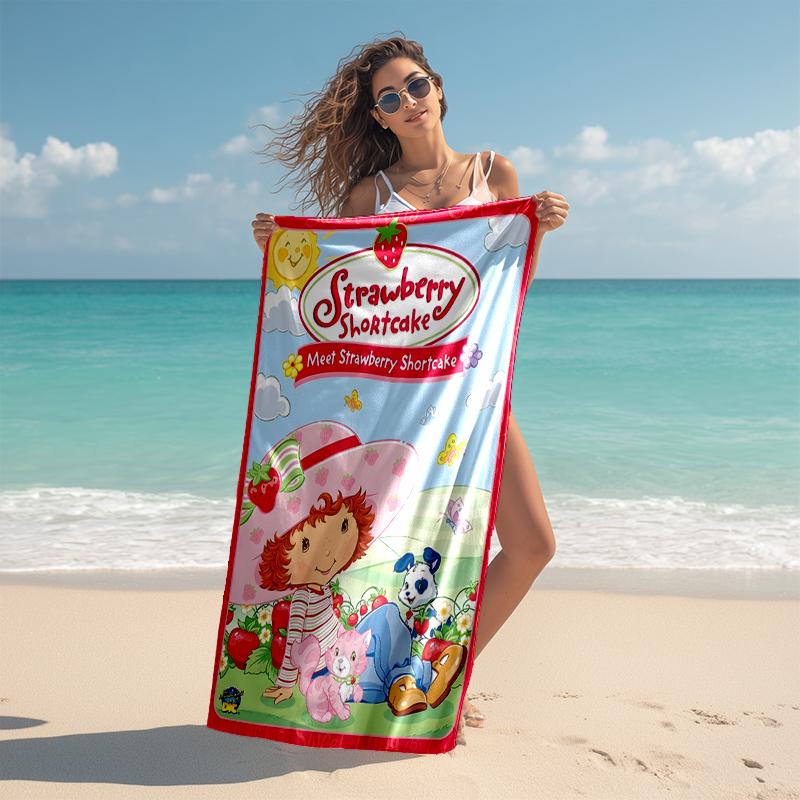 1pc Strawberry Princess3 Beach Towel, Comfortable and Thick, and Swimming/Bath/Picnic/Camping Towel, Suitable for Seaside Beaches