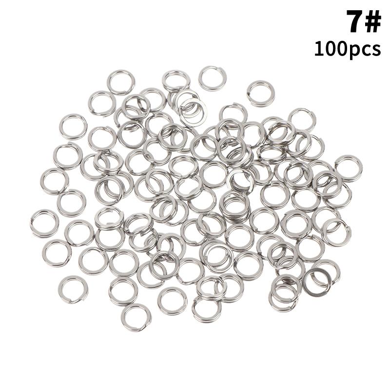Fishing Split Rings 100Pcs Stainless Steel Lure Rings Saltwater Terminal Tackles Split Rings Fishing Connectors Snap Rings