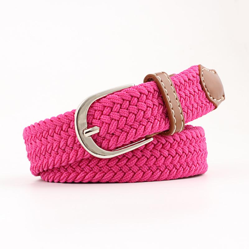 Unisex Youth Elastic Woven Canvas Leather Belt