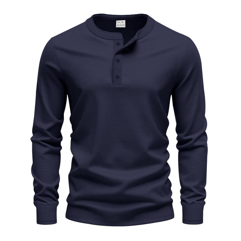 

Новинка Осень-Зима 2025 Повседневная и Простая Базовая Рубашка с Длинным Рукавом для Поездок на Работу M темно-синий