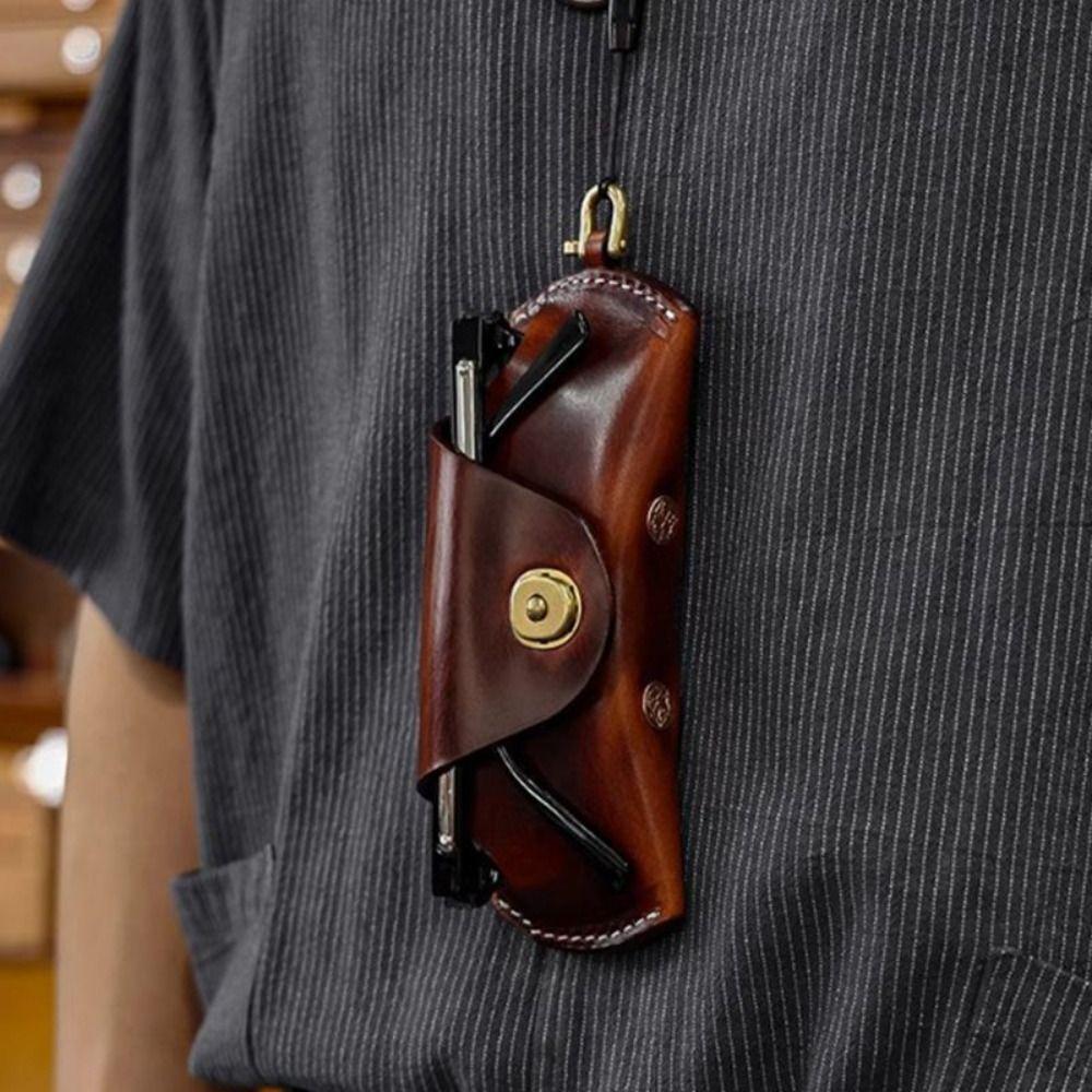 Fashion Leather Soft Sunglasses Case Portable Glasses Storage Bag Sunglasses Glasses Clip Hanging Neck Glasses Case Eyeglasses