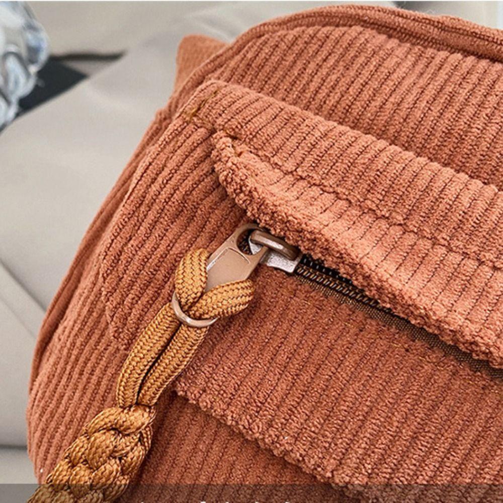 Large Capacity Corduroy Shoulder Bag Cott Cloth Handbag Solid Color Crossbody Bag Small Square Bag Korean Style Canvas Handbag